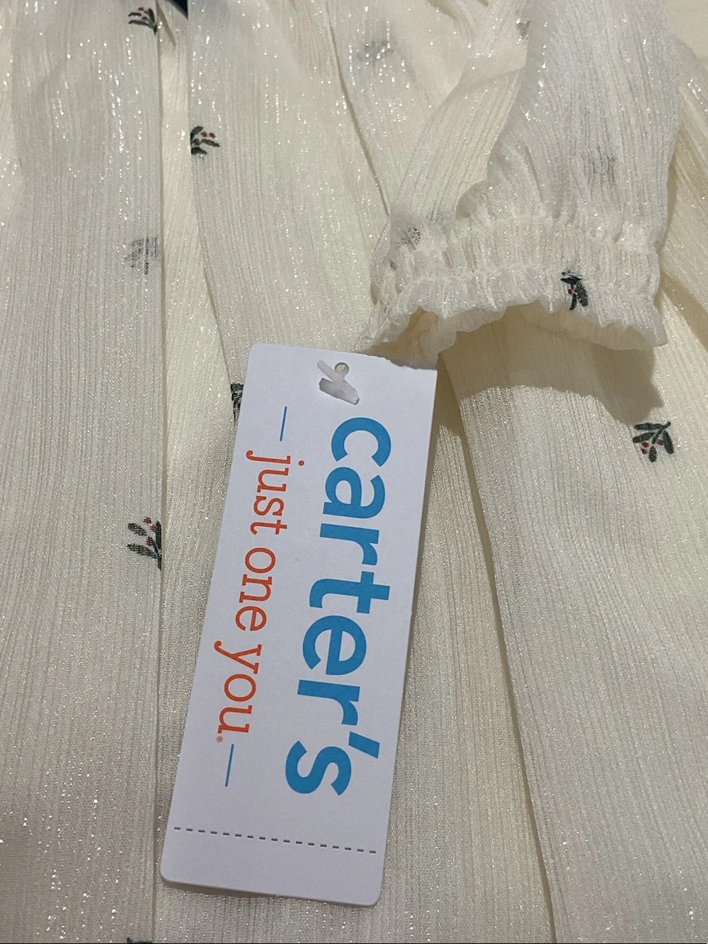 Carter's Ivory Dress with Black Ribbon Accent